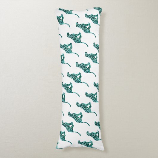 Coussins Longs Léopard noir et Turquoise (Devant (Vertical))