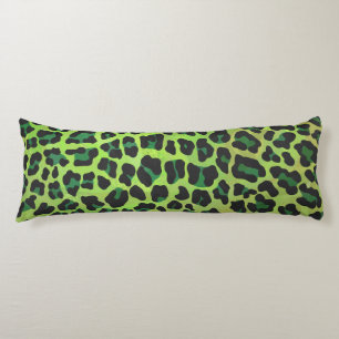 Coussins Longs Léopard noir et vert
