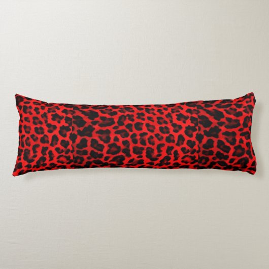 Coussins Longs Léopard - rouge et noir (Devant)