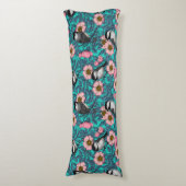 Coussins Longs Les poulets dans la nature rose, rose et bleu (Devant (Vertical))