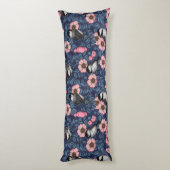 Coussins Longs Les poulets dans le rose sauvage en rose et bleu (Dos (Vertical))