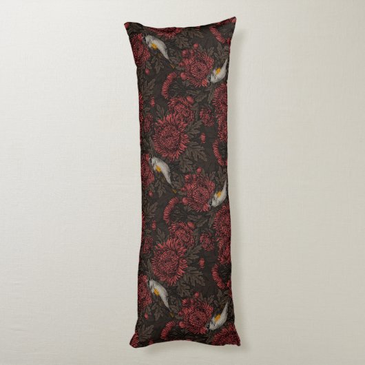 Coussins Longs Les Reddébutants dans les chrysanthèmes en brun et (Dos (Vertical))