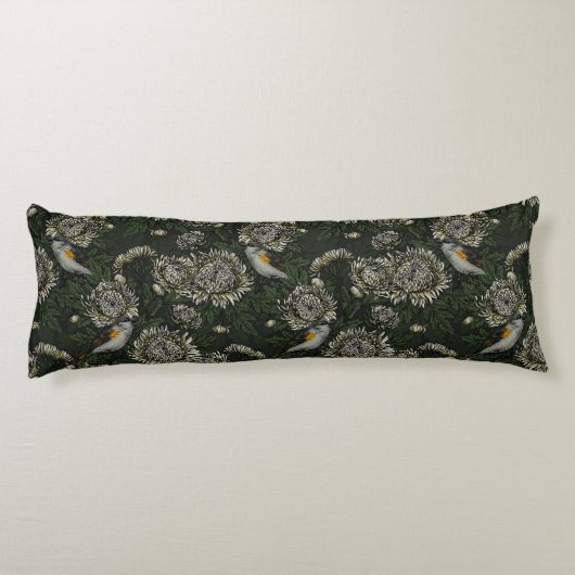 Coussins Longs Les redémarrages dans les chrysanthèmes en vert et (Dos)