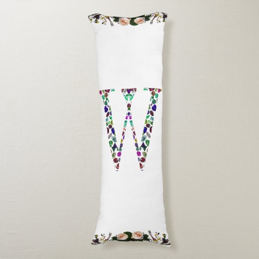 Coussins Longs Lettre initiale W Gemstone Design (Devant (Vertical))