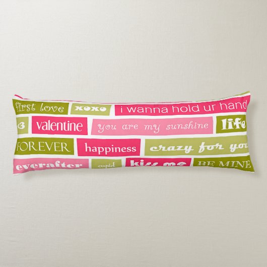 Coussins Longs Lettres d'amour rose et vert (Dos)