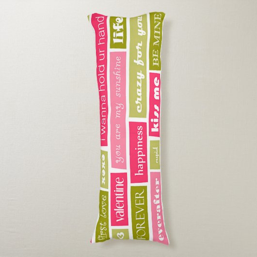 Coussins Longs Lettres d'amour rose et vert (Devant (Vertical))