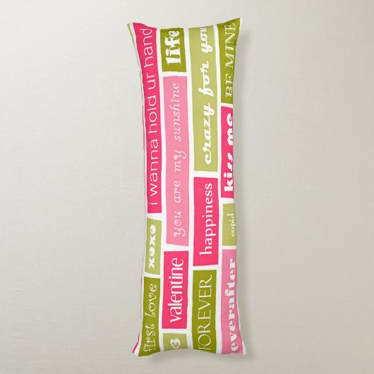 Coussins Longs Lettres d'amour rose et vert (Dos (Vertical))