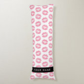 Coussins Longs Lèvres Roses, Baiser, Baguette à lèvres, Votre Nom (Devant (Vertical))