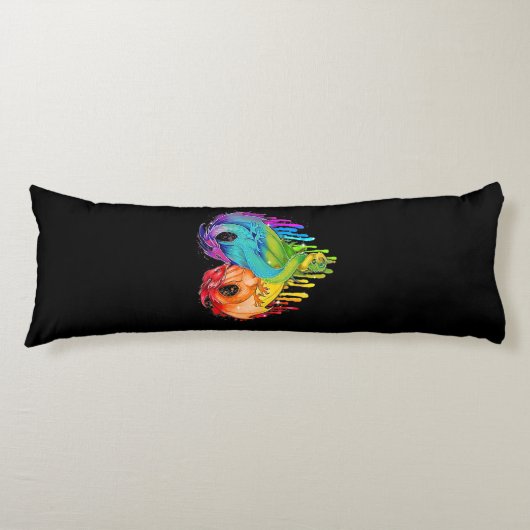 Coussins Longs LGBT Dragon Heart Rainbow Heart Dragon LGBT Pride (Devant)