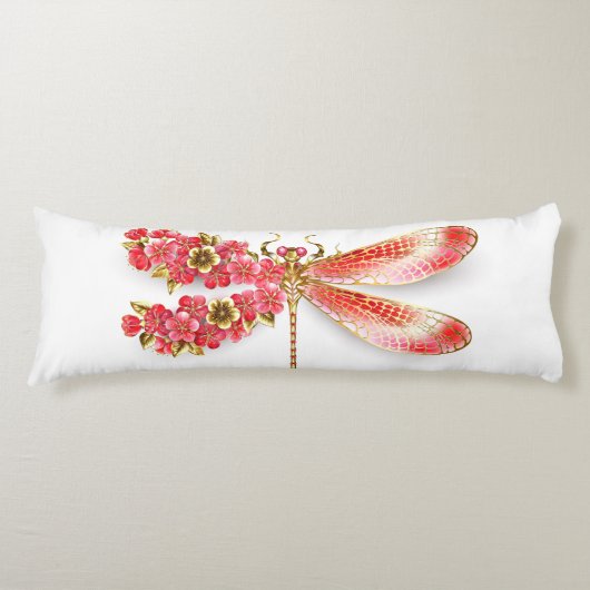 Coussins Longs libellule de fleurs avec sakura de bijoux (Devant)