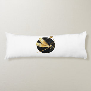 Coussins Longs libellule d'or en cercle noir