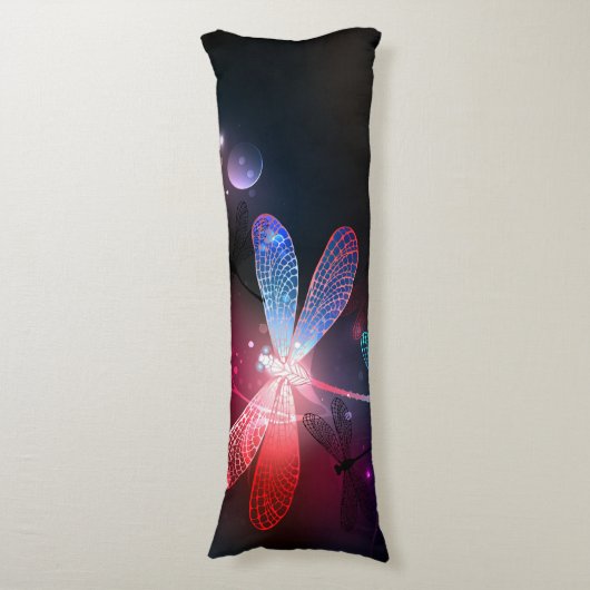 Coussins Longs libellule rouge brillante (Devant (Vertical))