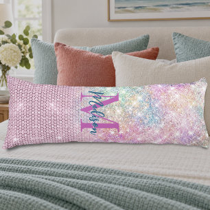 Coussins Longs licorne mignonne monogramme faux strass scintillan