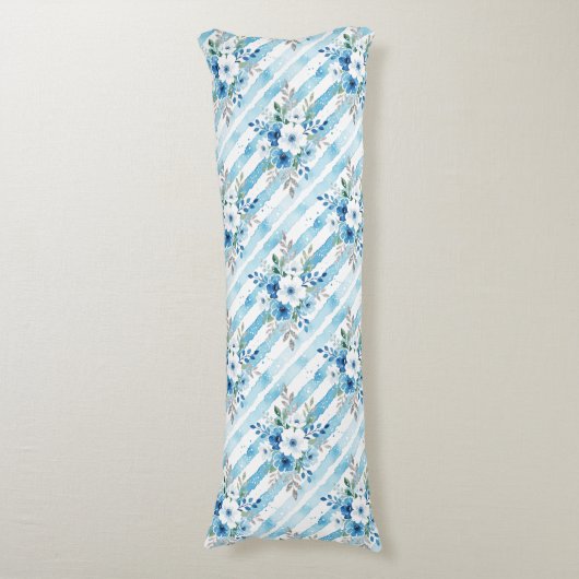 Coussins Longs Light Blue Floral Pattern Coastal Minimal (Devant (Vertical))