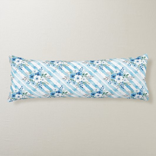 Coussins Longs Light Blue Floral Pattern Coastal Minimal (Devant)