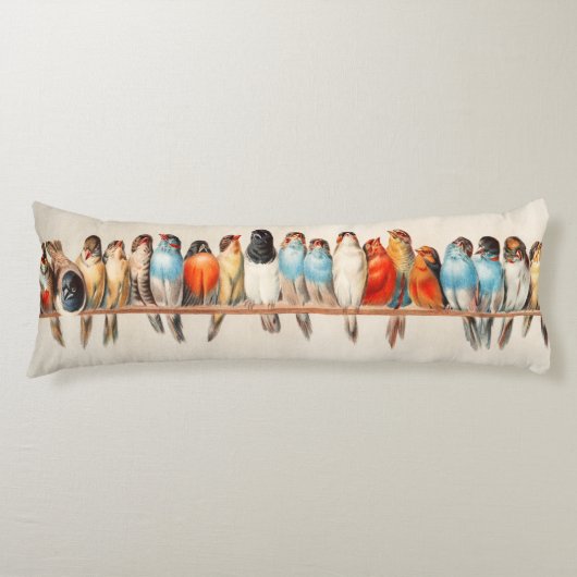 Coussins Longs Ligne d'oiseaux et de colombes (Devant)