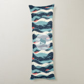 Coussins Longs Lignes Abstraites avec points de flocon de neige (Dos (Vertical))