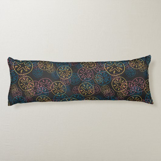 Coussins Longs Lignes de Dollar de Sable Rouge Jaune Bleu (Dos)