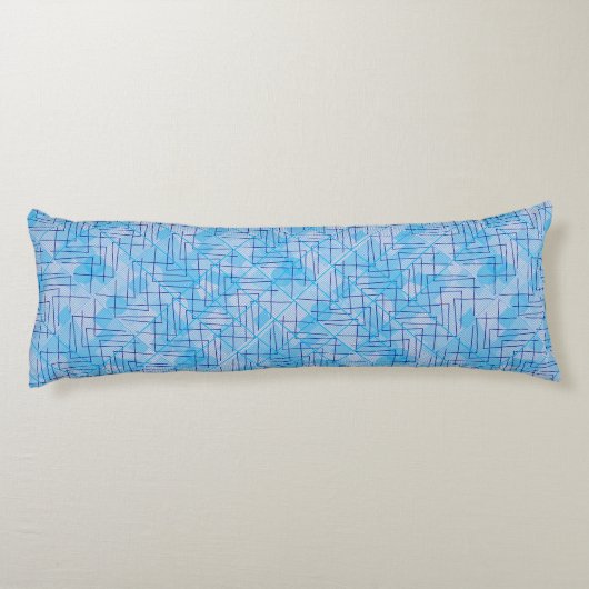 Coussins Longs Lignes et patchs motif en bleu Off blanc BG (Dos)