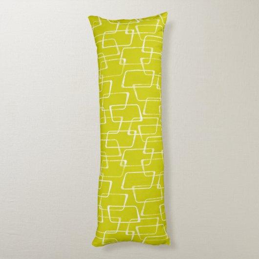Coussins Longs Lime Green Retro Lino Imprimer Motif géométrique (Dos (Vertical))