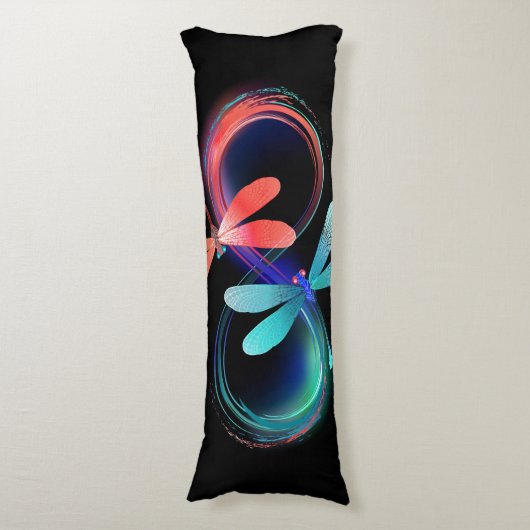 Coussins Longs L'infini avec des libellules lumineuses (Devant (Vertical))