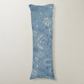 Coussins Longs Linge de lit Boho Céleste Botanique Bleu Poussiére (Devant (Vertical))