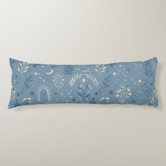 Coussins Longs Linge de lit Boho Céleste Botanique Bleu Poussiére (Devant)