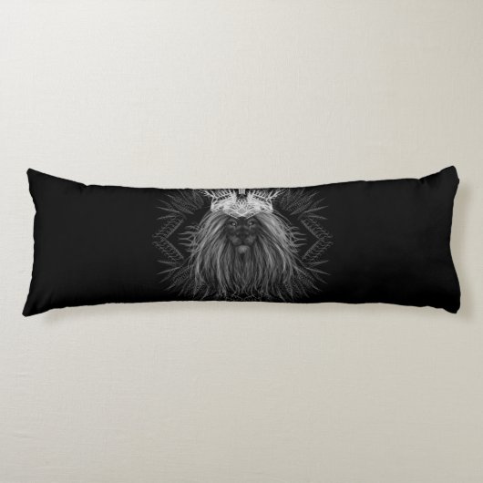 Coussins Longs Lion avec couronne Monogramme Oreiller corps (Devant)
