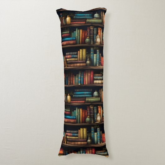 Coussins Longs Livres vintages sur Motif de bibliothèque (Devant (Vertical))