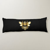 Coussins Longs Logo Faux Gold Foil Bee Polygonal sur Noir (Dos)