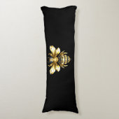 Coussins Longs Logo Faux Gold Foil Bee Polygonal sur Noir (Devant (Vertical))