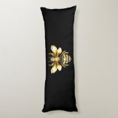 Coussins Longs Logo Faux Gold Foil Bee Polygonal sur Noir (Dos (Vertical))