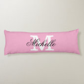 Coussins Longs Long pink body pillow with custom monogram (Dos)