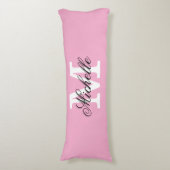 Coussins Longs Long pink body pillow with custom monogram (Devant (Vertical))