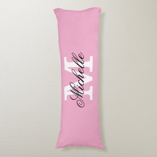 Coussins Longs Long pink body pillow with custom monogram (Devant (Vertical))