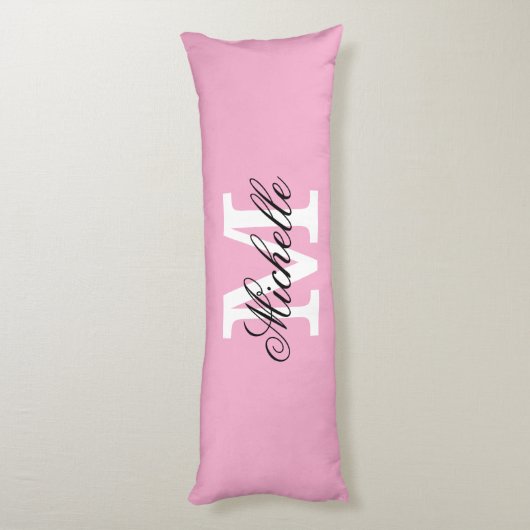 Coussins Longs Long pink body pillow with custom monogram (Dos (Vertical))