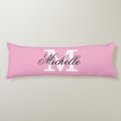 Coussins Longs Long pink body pillow with custom monogram (Devant)