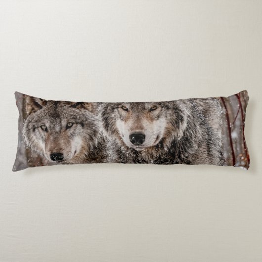 Coussins Longs Loup gris-oriental (Devant)
