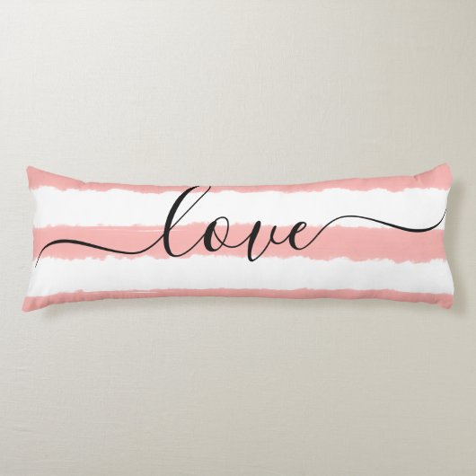 Coussins Longs Love Sleep Blue Blanc Rayé Aquarelle (Devant)