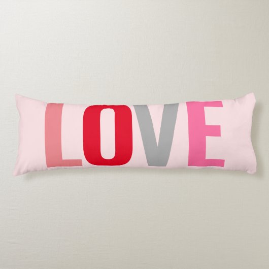 Coussins Longs Love Valentines Blush Pink Typographie rouge (Devant)