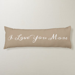 Coussins Longs Love You More Beige White Script Calligraphy