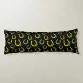 Coussins Longs Lucky Golden Horseshoe avec Shamrock sur noir (Dos)