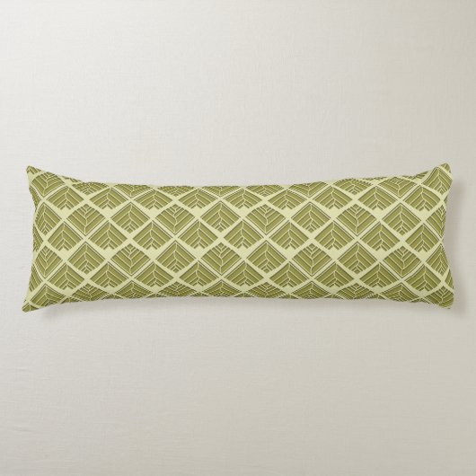 Coussins Longs Lumière Motif carré feuille or Lime (Devant)
