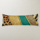 Coussins Longs Luxury Emerald & Gold Safari Leopard Zebra Glitter (Devant)