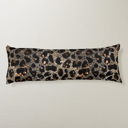 Coussins Longs Luxury Glitter Brown Black Gold Leopard Pattern (Dos)