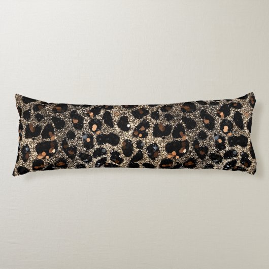 Coussins Longs Luxury Glitter Brown Black Gold Leopard Pattern (Devant)