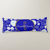 COUSSINS LONGS LUXURY RICH GOLD CREAM ROYAL BLUE FLOWER MONOGRAM (Dos)