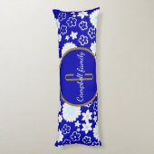 COUSSINS LONGS LUXURY RICH GOLD CREAM ROYAL BLUE FLOWER MONOGRAM (Dos (Vertical))