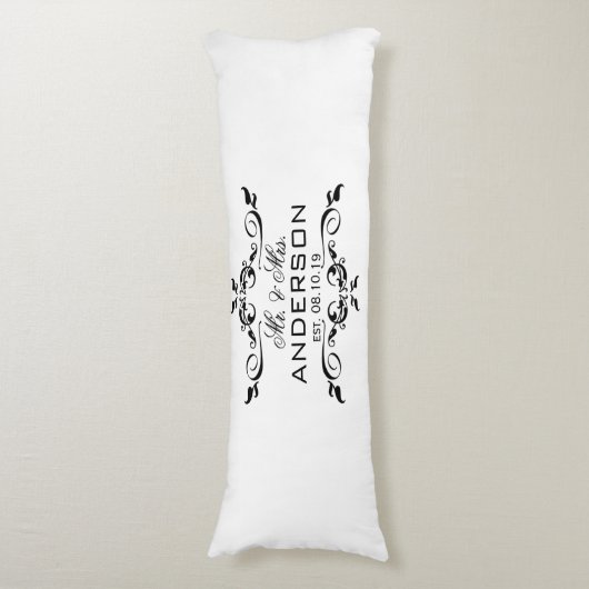 Coussins Longs M. & Mme Nom Mariage personnalisé Date Cadeau (Devant (Vertical))