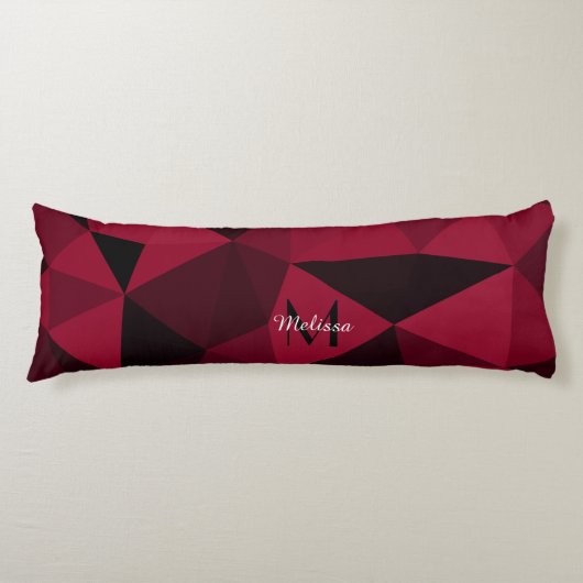 Coussins Longs Magenta rose rouge noir géométrie motif Monogramme (Devant)